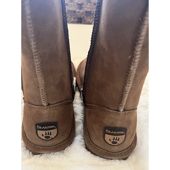 Bearpaw Winter Boots |9|Elle Short Hickory Suede Sheepskin Wool Flat Read - Picture 5 of 9
